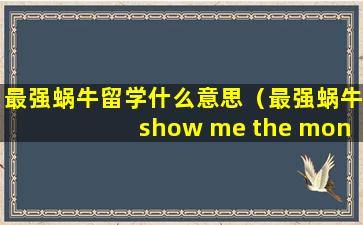 最强蜗牛留学什么意思（最强蜗牛show me the money）